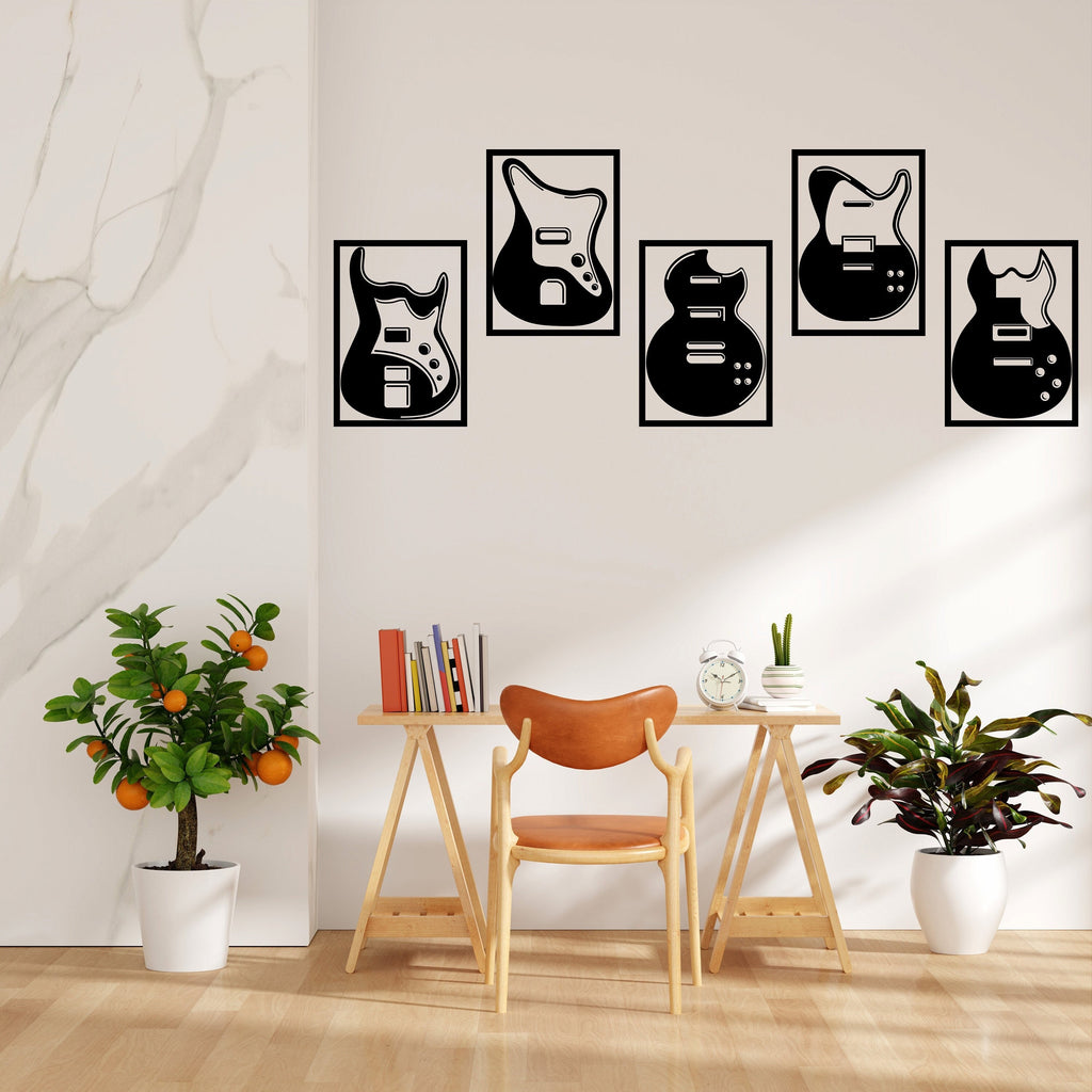 Guitar wall decal, Guitar wall sticker, Guitar wall art, Music gifts wall art, Music stylish decoration, Music studio wall vinyl decor 012LU