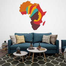 Load image into Gallery viewer, Africa Map Wall Art Vinyl Sticker, Africa Continent Wall Vinyl Decal, African Map Wall Mural Decor, Afro Girl Woman Vinyl Wall Decal 090LU