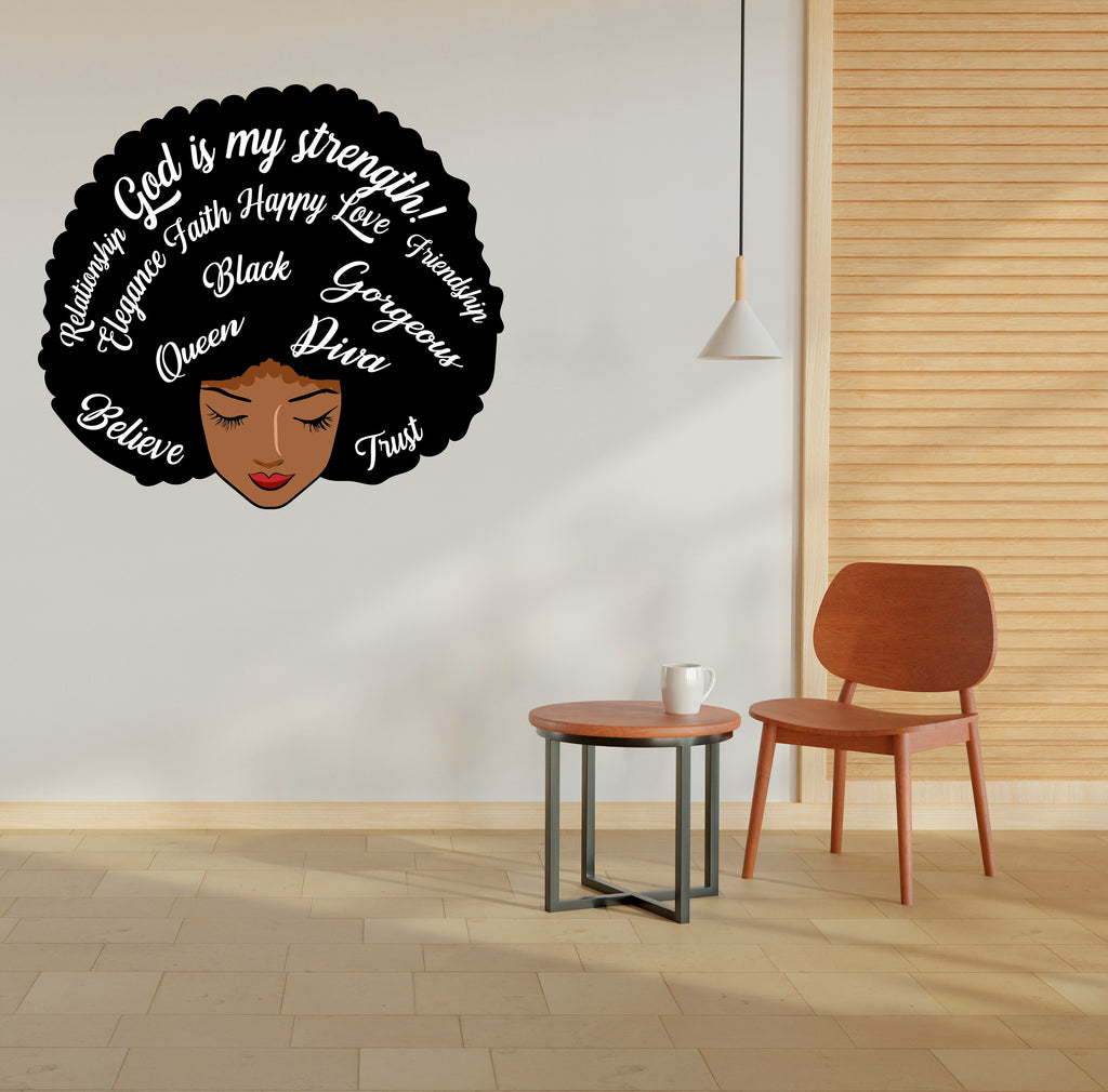 Afro Queen Afro Black Wall Decals Melanin Afro Beauty Woman African Diva Confidence African American stickers Afro Hair Wall Decor 092LU