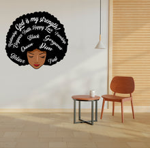 Load image into Gallery viewer, Afro Queen Afro Black Wall Decals Melanin Afro Beauty Woman African Diva Confidence African American stickers Afro Hair Wall Decor 092LU