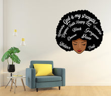 Load image into Gallery viewer, Afro Queen Afro Black Wall Decals Melanin Afro Beauty Woman African Diva Confidence African American stickers Afro Hair Wall Decor 092LU