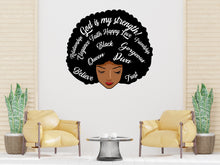 Load image into Gallery viewer, Afro Queen Afro Black Wall Decals Melanin Afro Beauty Woman African Diva Confidence African American stickers Afro Hair Wall Decor 092LU