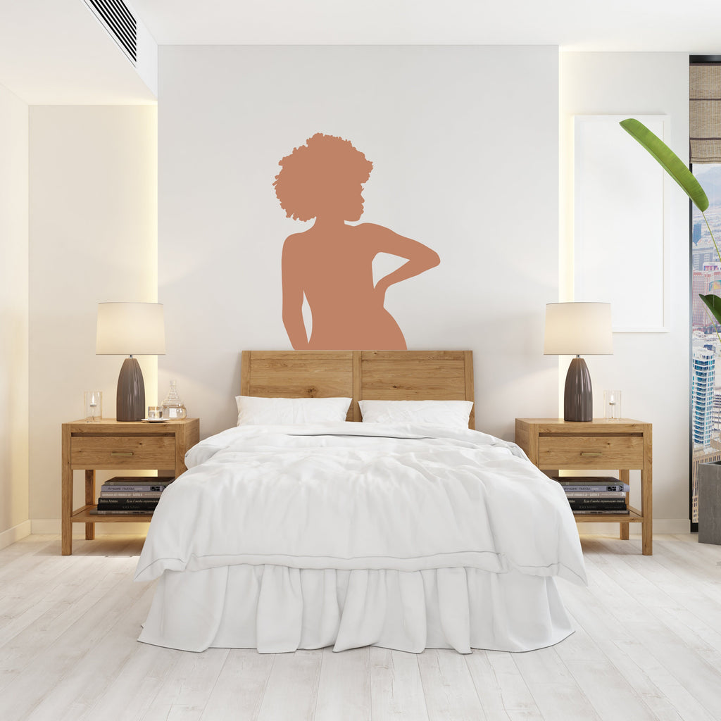 Afro Beauty Woman Boho Wall Decal, Afro Bed Decals, Bed Stickers, Hedboard Wall Decal, Afro Wall Decal Sticker, Super King Bed Decor 094LU