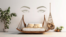 Load image into Gallery viewer, Eyes Boho Wall Decal, Eyes Decorative Bed Decals, Bed Stickers, Hedboard Wall Decal, Eyes Wall Decal Sticker, Super King Bed Decor 095LU