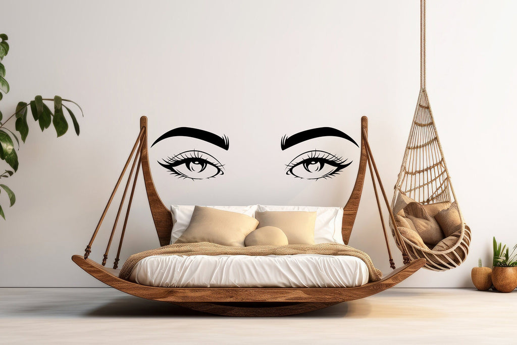 Eyes Boho Wall Decal, Eyes Decorative Bed Decals, Bed Stickers, Hedboard Wall Decal, Eyes Wall Decal Sticker, Super King Bed Decor 095LU