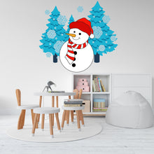 Load image into Gallery viewer, Snowman Winter Tree Christmas Wall Decal - Christmas Wall Sticker - Vinyl Decal Christmas Sticker - Snowman Stickers - Snowman Decals 024LU