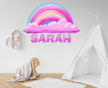 Load image into Gallery viewer, Girls Rainbow Wall Decal, Girls Name Wall Decal, Rainbow Art Kids Room, Rainbow Wall Sticker, Toddler Bedroom Decor, Teen Girl Room 025LU