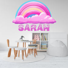 Load image into Gallery viewer, Girls Rainbow Wall Decal, Girls Name Wall Decal, Rainbow Art Kids Room, Rainbow Wall Sticker, Toddler Bedroom Decor, Teen Girl Room 025LU