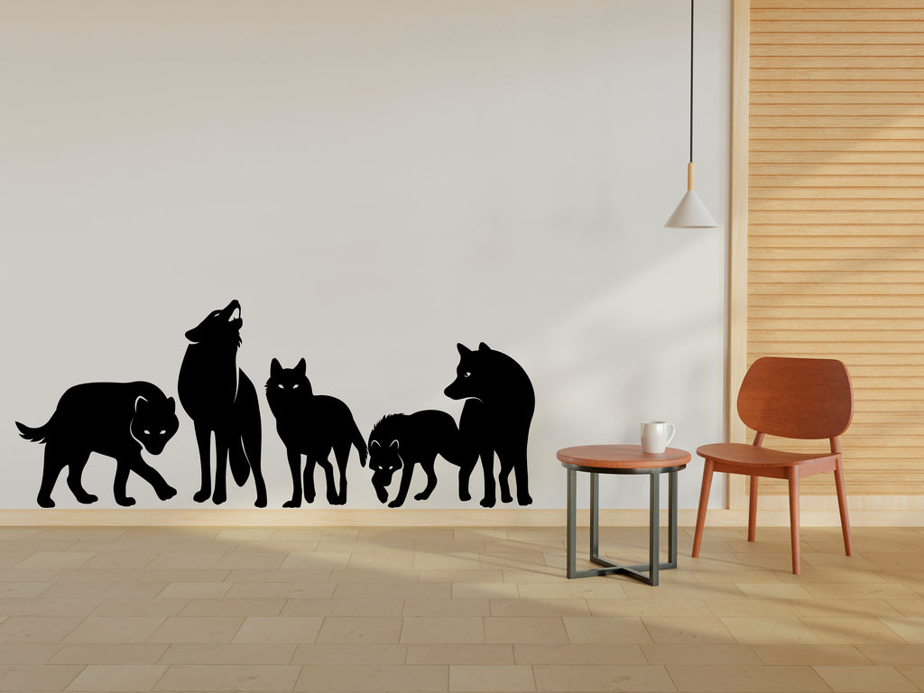 Wolf wall decal, Howling Wolf Wall Art Decor Sticker, Wolves Pack Vinyl Decal Sticker, Animals Wall vinyl Nursery Wild Pet Murals 027LU