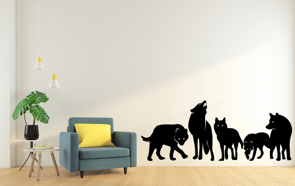 Wolf wall decal, Howling Wolf Wall Art Decor Sticker, Wolves Pack Vinyl Decal Sticker, Animals Wall vinyl Nursery Wild Pet Murals 027LU