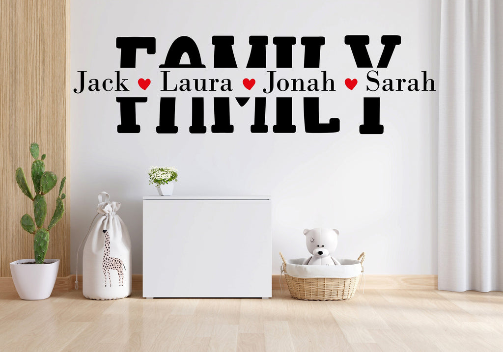 Personalized Family Names Wall Decal - Custom Family Names Vinyl Wall Sticker - Family Wall Sign Monogram - Vinyl Lettering Wall Decor 030LU