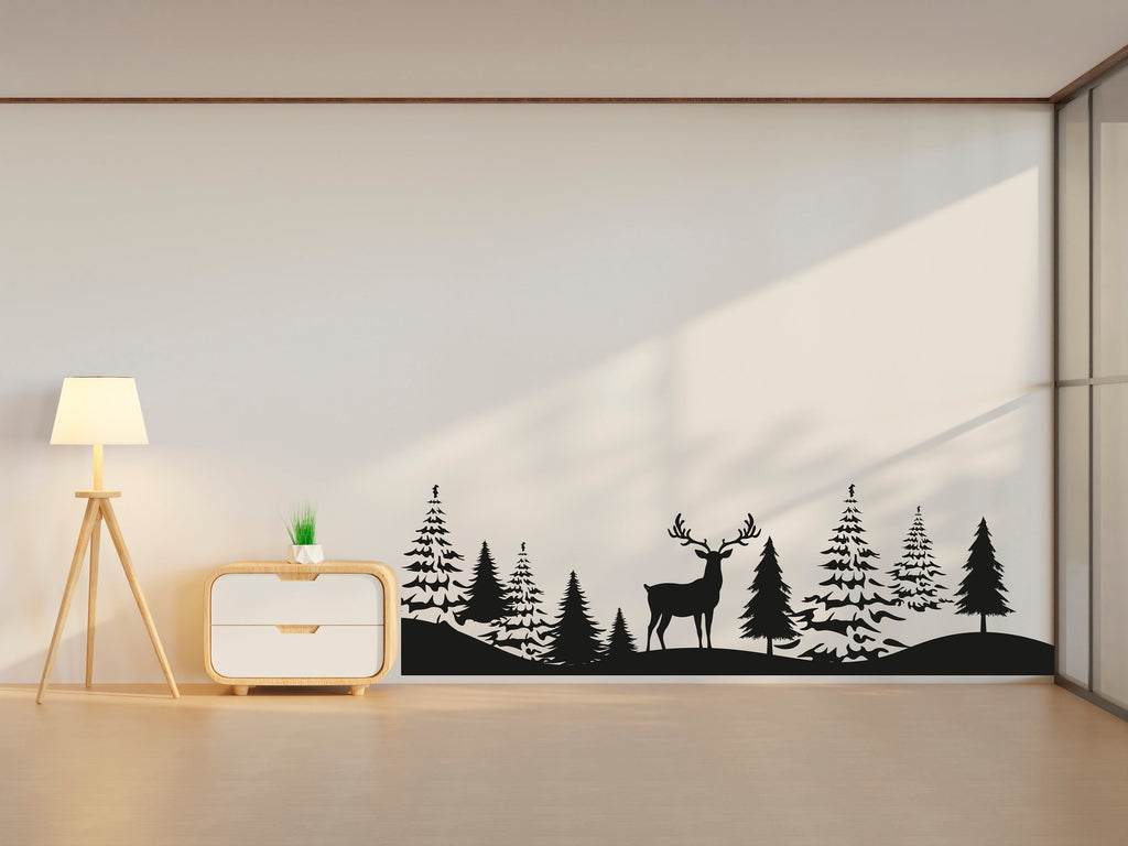 Deer Forest Wall Decor Custom Deer Wall Decal Forest Tree Wall Sticker Farm Wall sticker 049RS