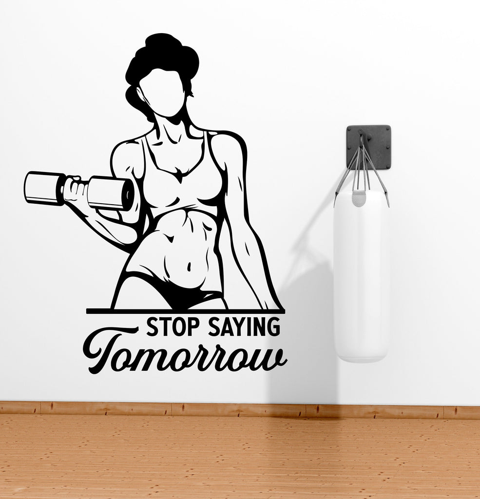 Gym Wall Decor Fitness Girl Motivation Wall Art Woman Gym Wall Decals Crossfit Wall Decal Crossfit Gifts Home Gym Wall Sticker Gym 033LU