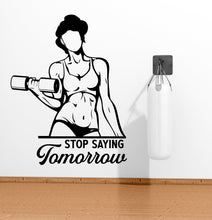 Load image into Gallery viewer, Gym Wall Decor Fitness Girl Motivation Wall Art Woman Gym Wall Decals Crossfit Wall Decal Crossfit Gifts Home Gym Wall Sticker Gym 033LU