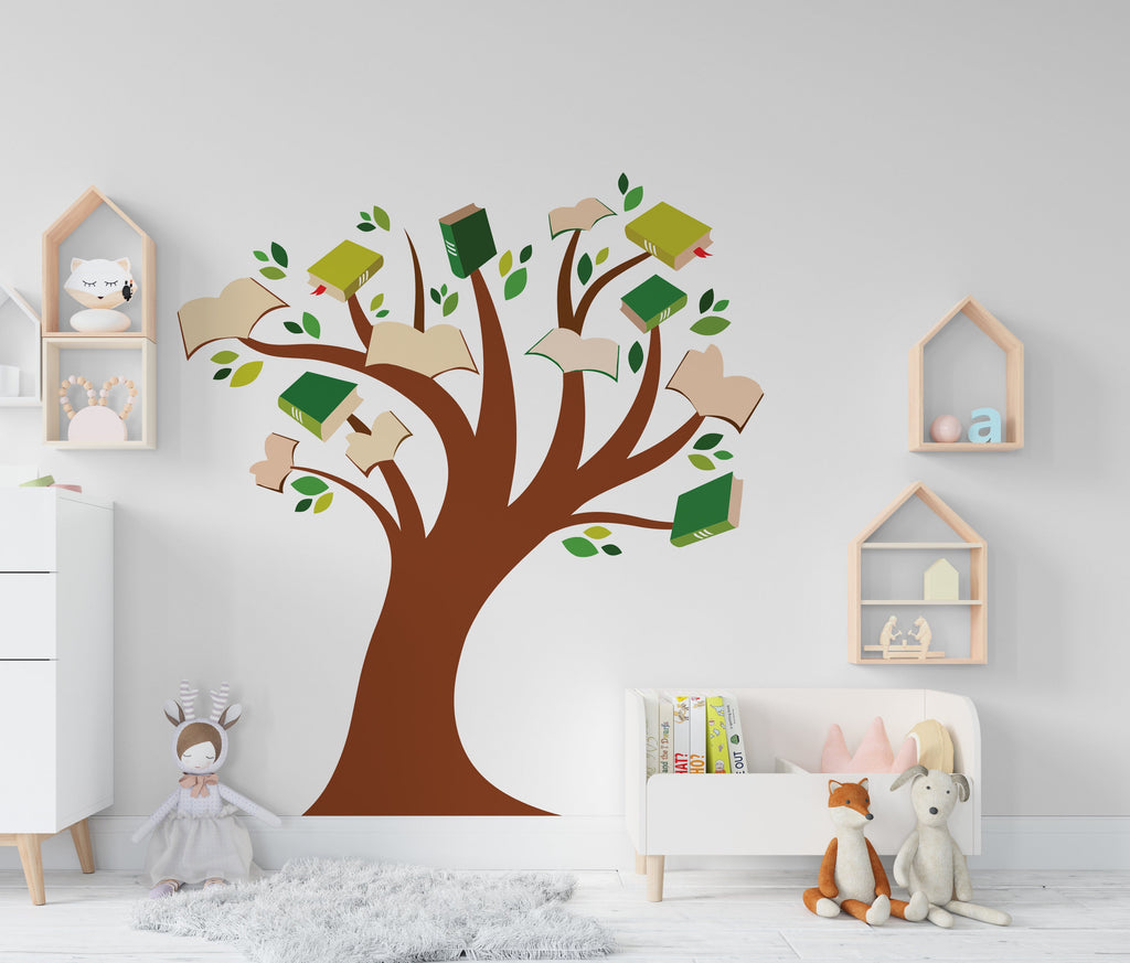 Library Tree Wall Art Decals, Library Wall Decal, Education Decals, Kids Room, Reading room, Nurseries, School, Kids Gifts, Dorm Room 106LU