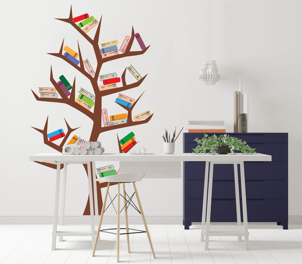 Library Tree Wall Art Decals, Library Wall Decal, Education Decals, Kids Room, Reading room, Nurseries, School, Kids Gifts, Dorm Room 107LU