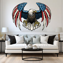 Load image into Gallery viewer, US Flag Decal, Bald Eagle USA Flag Wall Sticker, Patriotic Home Decor, Wings Of The American Flag Vinyl Wallpaper, American Symbol Art 022RS