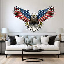 Load image into Gallery viewer, US Flag Decal, Bald Eagle USA Flag Wall Sticker, Patriotic Home Decor, Wings Of The American Flag Vinyl Wallpaper, American Symbol Art 024RS