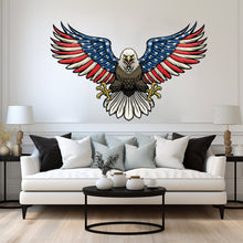 Load image into Gallery viewer, US Flag Decal, Bald Eagle USA Flag Wall Sticker, Patriotic Home Decor, Wings Of The American Flag Vinyl Wallpaper, American Symbol Art 024RS
