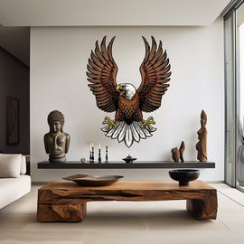 US Flag Decal, Bald Eagle USA Flag Wall Sticker, Patriotic Home Decor, Wings Of The American Flag Vinyl Wallpaper, American Symbol Art 026RS