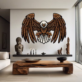 US Flag Decal, Bald Eagle USA Flag Wall Sticker, Patriotic Home Decor, Wings Of The American Flag Vinyl Wallpaper, American Symbol Art 028RS