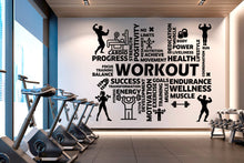 Load image into Gallery viewer, Workout Vinyl Gym Wall Decal, Inspirational Words, Gym Decal, Fitness Collage, Gym Wall Art Gym Decor Gym Wall Decor Motivational Art 032RS