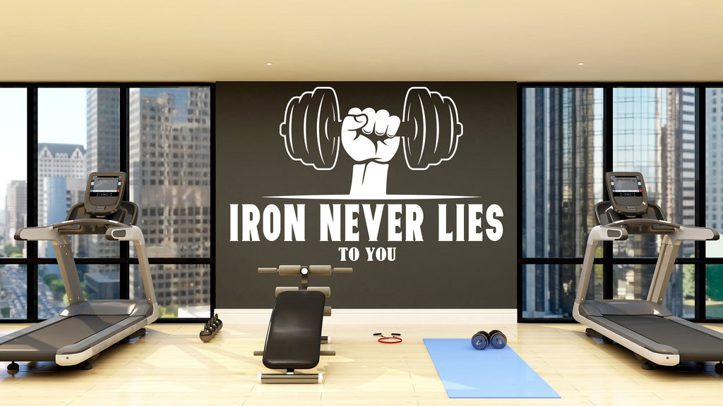 Gym Wall Decals Fitness Wall Art Decor Crossfit Wall Decal Crossfit Gifts Home Gym Wall Sticker Motivational Quote Iron Wall Decal 040LU