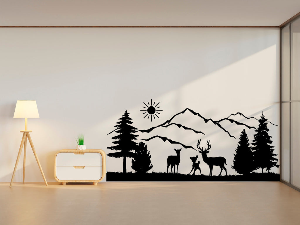 Deer Forest Wall Decor Custom Deer Wall Decal Forest Tree Wall Sticker Farm Wall sticker 033RS