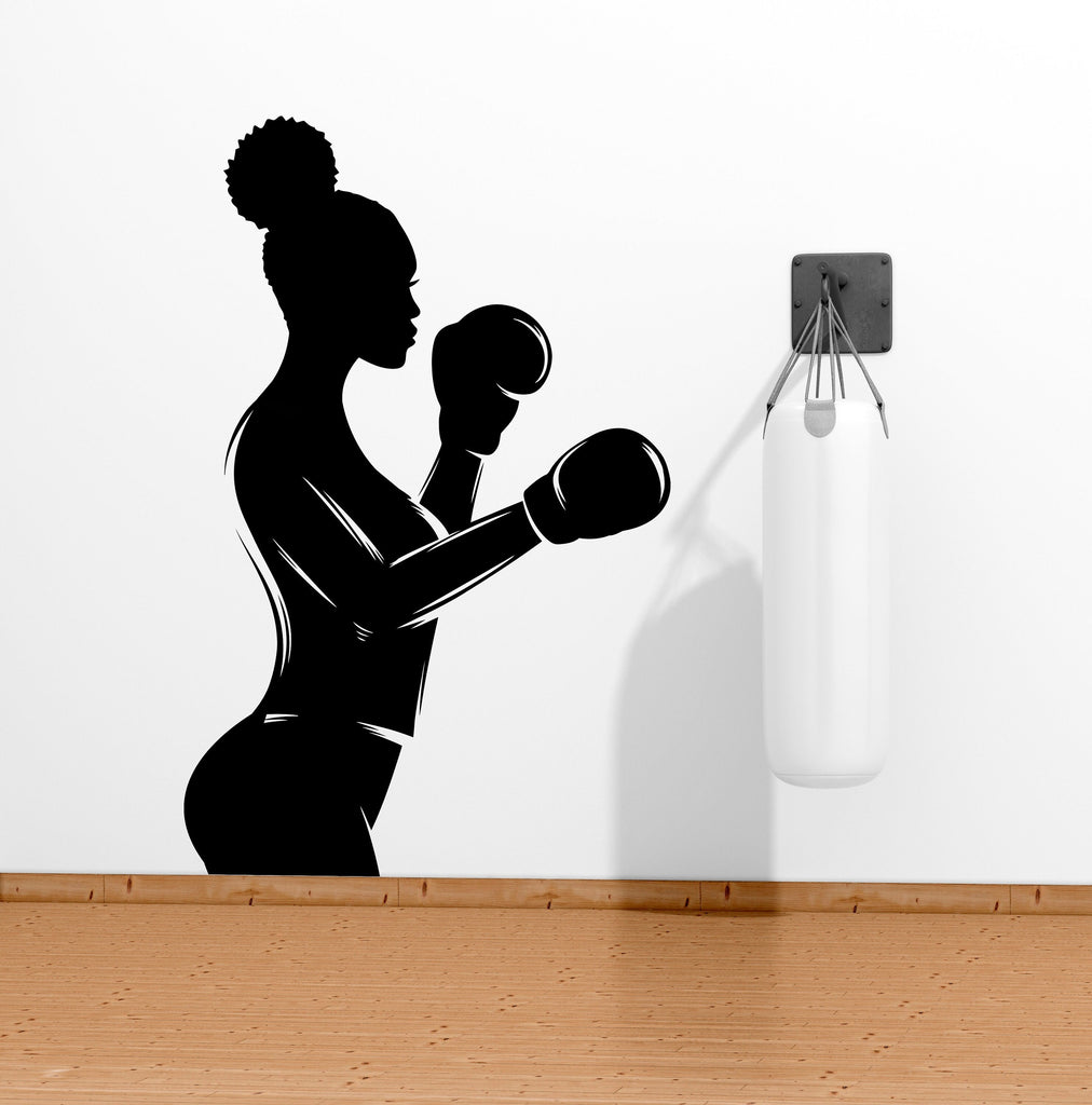 Afro American Fitness Wall Decal Afro Girl Workout Wall Decal Gym Wall Decor Motivational Quote Wall Decal Afro Woman wall art vinyl 056LU