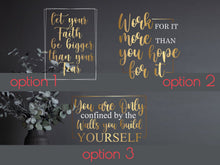 Load image into Gallery viewer, Motivational quote, affirmation decor, gift for boss, christmas gift, gold decor, women owned business, office decor, confidence, mirror