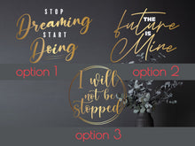 Load image into Gallery viewer, Affirmation quote, motivational quote, gift for boss, christmas gift, gold decor, women owned business, office decor, confidence, mirror