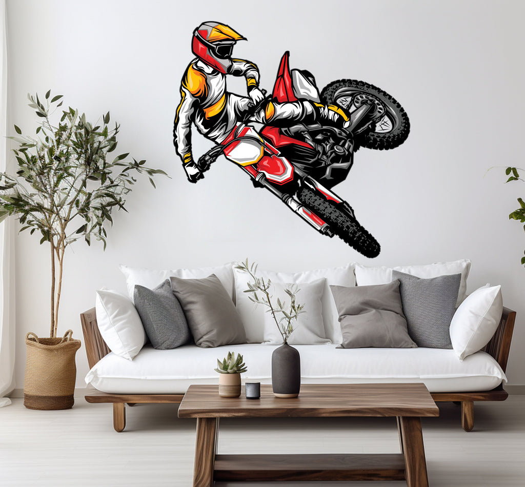 Motocross Wall Decal Dirt Bike Rider Wall Sticker Motorcycle Wall Decor Wall Stickers Nursery Bedroom Decor 037RS