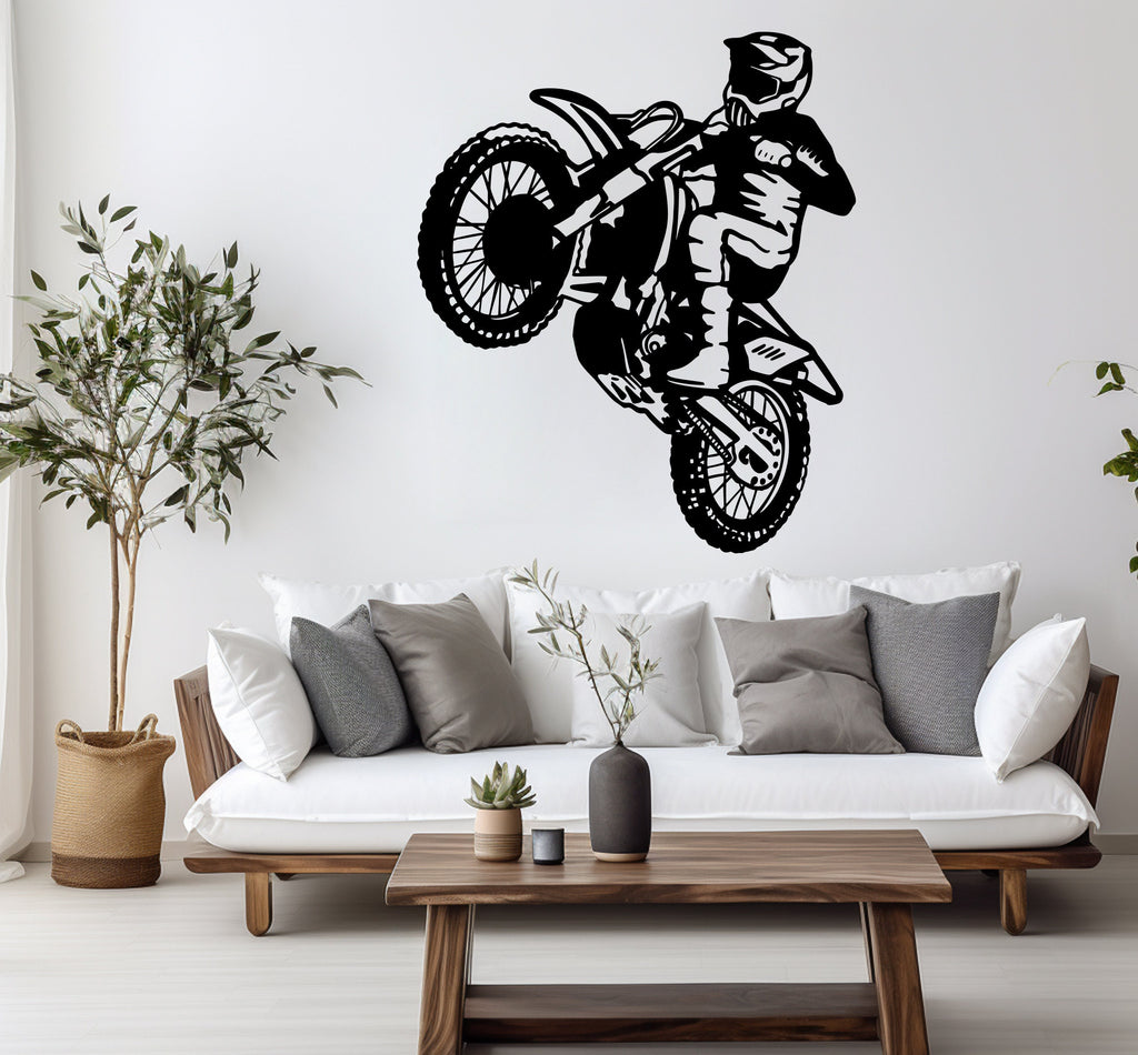 Motocross Wall Decal Dirt Bike Rider Wall Sticker Motorcycle Wall Decor Wall Stickers Nursery Bedroom Decor 038RS