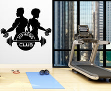 Load image into Gallery viewer, Fitness Wall Decal Gym Wall Decor Afro Girl and Boy Workout Wall Decal Afro American Motivational Wall Decal Afro Woman wall art vinyl 075LU
