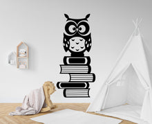 Load image into Gallery viewer, Library Owl Book Wall Decal, Library Vinyl Wall Art Decals, Education Decals, Kids Room Kids Gifts, Reading Room, Nurseries, Owl Decal 086LU