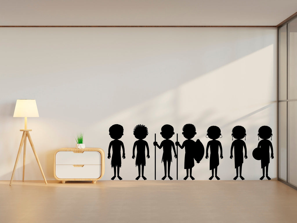 African Tribe Wall Art Vinyl Sticker, African Style Wall Mural Decor, African People Wall Decal-Traditional Afro Vinyl Wall Decal Gift 091LU