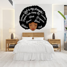 Load image into Gallery viewer, Afro Queen Afro Black Wall Decals Melanin Afro Beauty Woman African Diva Confidence African American stickers Afro Hair Wall Decor 092LU