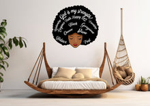 Load image into Gallery viewer, Afro Queen Afro Black Wall Decals Melanin Afro Beauty Woman African Diva Confidence African American stickers Afro Hair Wall Decor 092LU