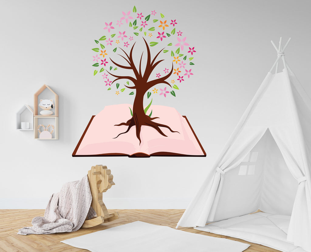 Library vinyl wall art decals, Book Tree wall decor, library wall decal, education decals, reading room, nurseries, school, kids gifts 121LU