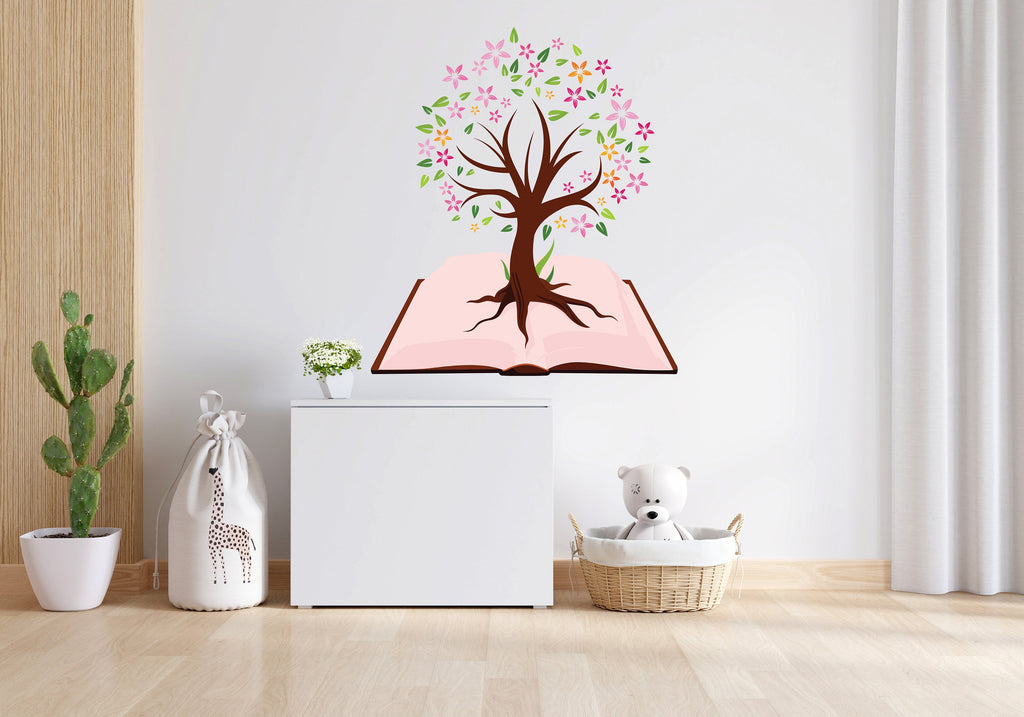 Library vinyl wall art decals, Book Tree wall decor, library wall decal, education decals, reading room, nurseries, school, kids gifts 121LU