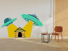 Load image into Gallery viewer, Ufo Space Ship Dog wall decal Dog decor Dog house kennel Dog wall art Decal Dog Lover Animal Pet wall decal Dog Theme Wall Vinyl Decor 096LU