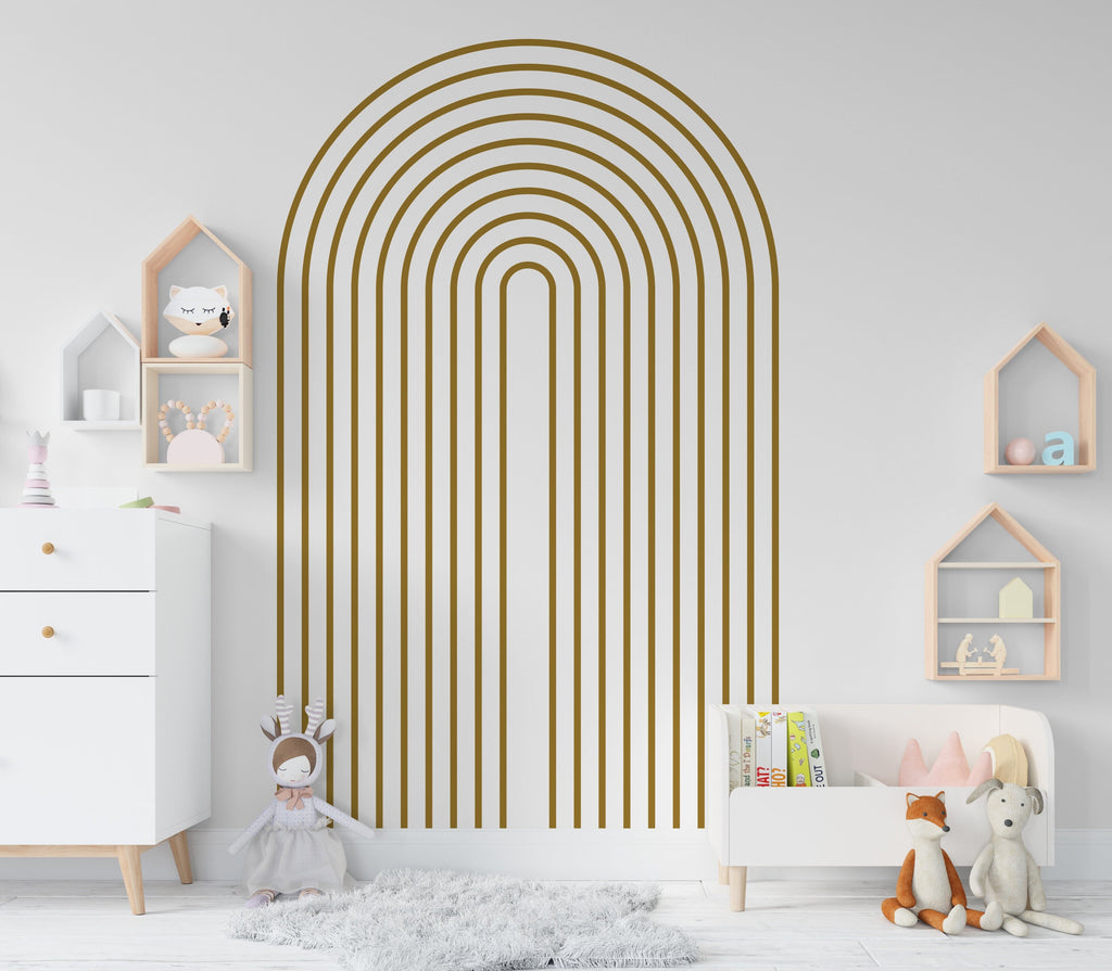 Rainbow Full Arch, Mid Century Modern Boho Full Arch Wall Decals Modern Wall Stickers, Nursery Decor, Kids Room Wall Art, Home Decor 048RS