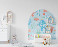 Load image into Gallery viewer, Sea Ocean Arch Wall Decal, Bed Arch Sticker, Hedboard Wall Decal, Arch Wall Decal, Arch Wall Decal Sticker, Super King Bed Arch 059RS