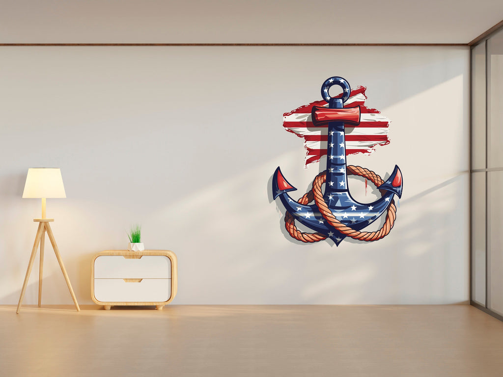 Anchor vinyl wall art decals, Anchor American Flag wall decor, Anchor wall decal, decals, Anchor Art, nurseries, school, kids gifts 063RS