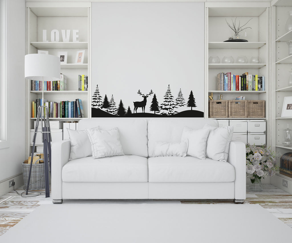 Deer Forest Wall Decor Custom Deer Wall Decal Forest Tree Wall Sticker Farm Wall sticker 049RS