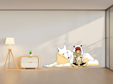 Load image into Gallery viewer, Princess and Wolf wall decal, Wolf wall sticker, Wall Decor, Wall Decal, Decals, Art, Nurseries, School, Kids Gifts 064RS
