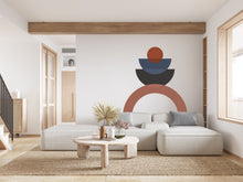 Load image into Gallery viewer, Boho Wall Decal, Mid Century Modern Wall Art Contemporary, Hedboard Wall Decal, Arch Wall Decal Sticker, Super King Bed Arch Sticker 126LU