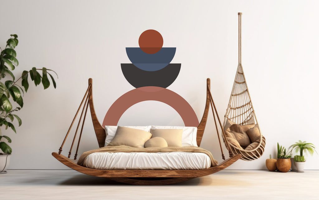 Boho Wall Decal, Mid Century Modern Wall Art Contemporary, Hedboard Wall Decal, Arch Wall Decal Sticker, Super King Bed Arch Sticker 126LU