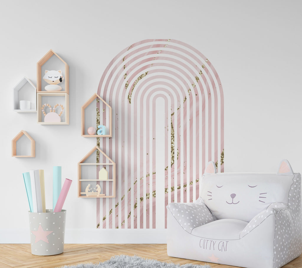 Rainbow Full Arch, Marble Arch Mid Century Modern Boho Full Arch Decals Modern Stickers Nursery Decor Kids Room Wall Art Home Decor 067RS