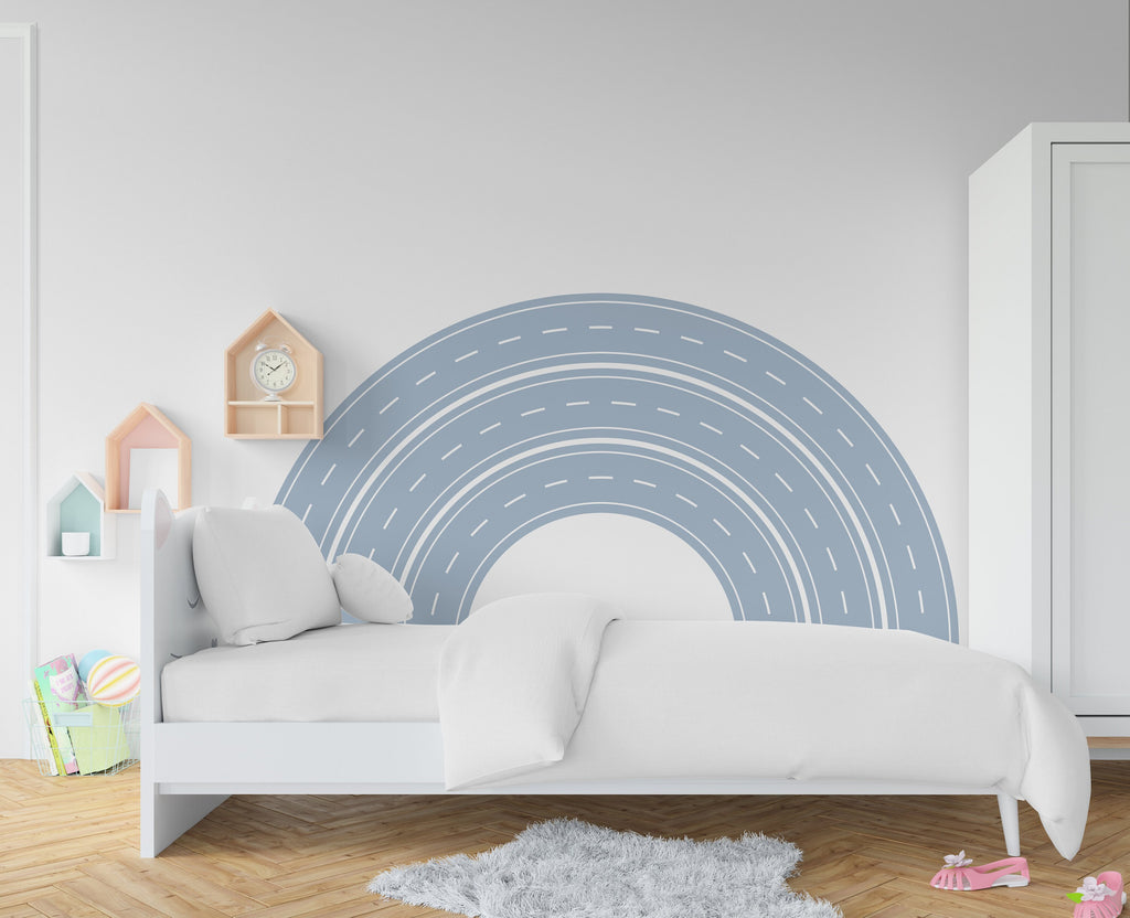 Road Arch Wall Decal Highway Vinyl Sticker Track Route Wall Decor Kids Playroom Boys Room Wall Art Automotive Bedroom Mural Sticker 129LU